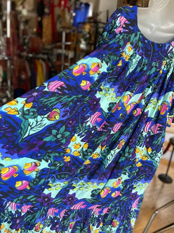 90’s tropical fish mumu lounge dress - image 5