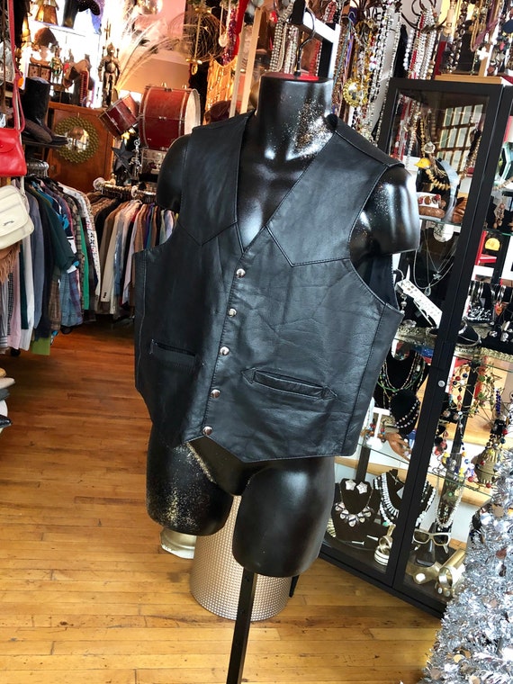 black leather vests mens