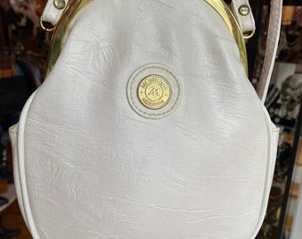 Vintage VTG Monique White Faux Leather Crossbody Evening Bag Purse