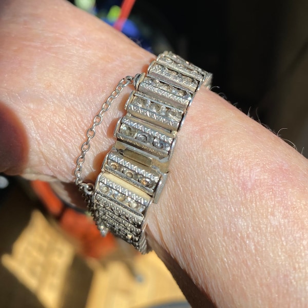 70’s Catamore 925 Sterling Silver and CZs Bracelet