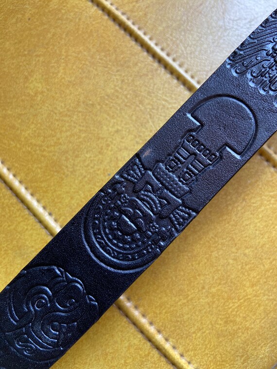 Handtooled black leather Peruvian belt