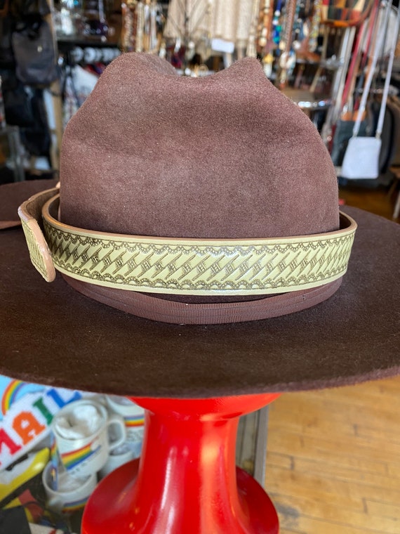 70’s Boho Southwest Cream Leather Hat Band - image 3