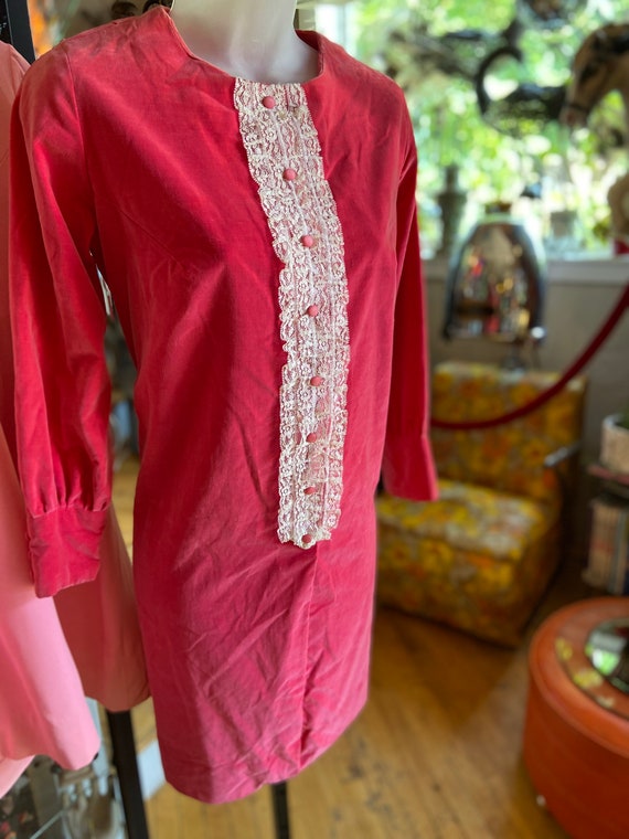 1970s velveteen pink gogo dress