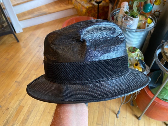 Vintage Black Leather Unisex Hat - image 4