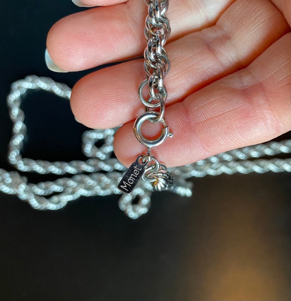 70’s Retro Silver Metal Chain Necklace 54” - image 6