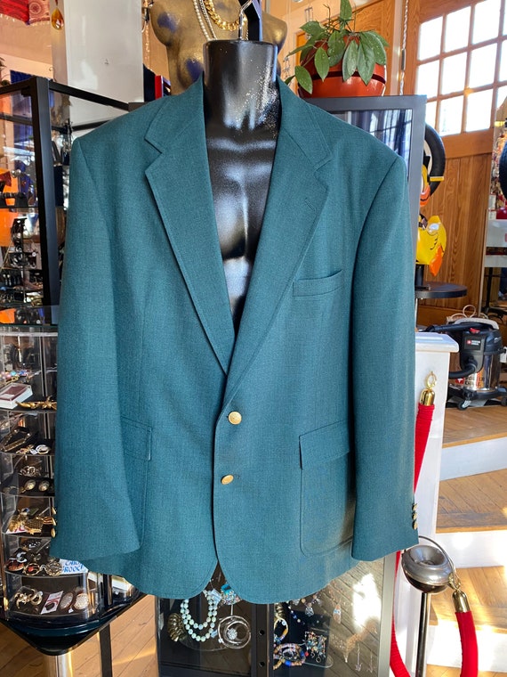 90’s Vintage Green Linen Like Sport Jacket