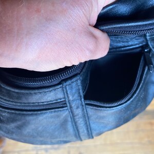 90s Vintage Black Leather Fanny Pack, Travel Bag image 9