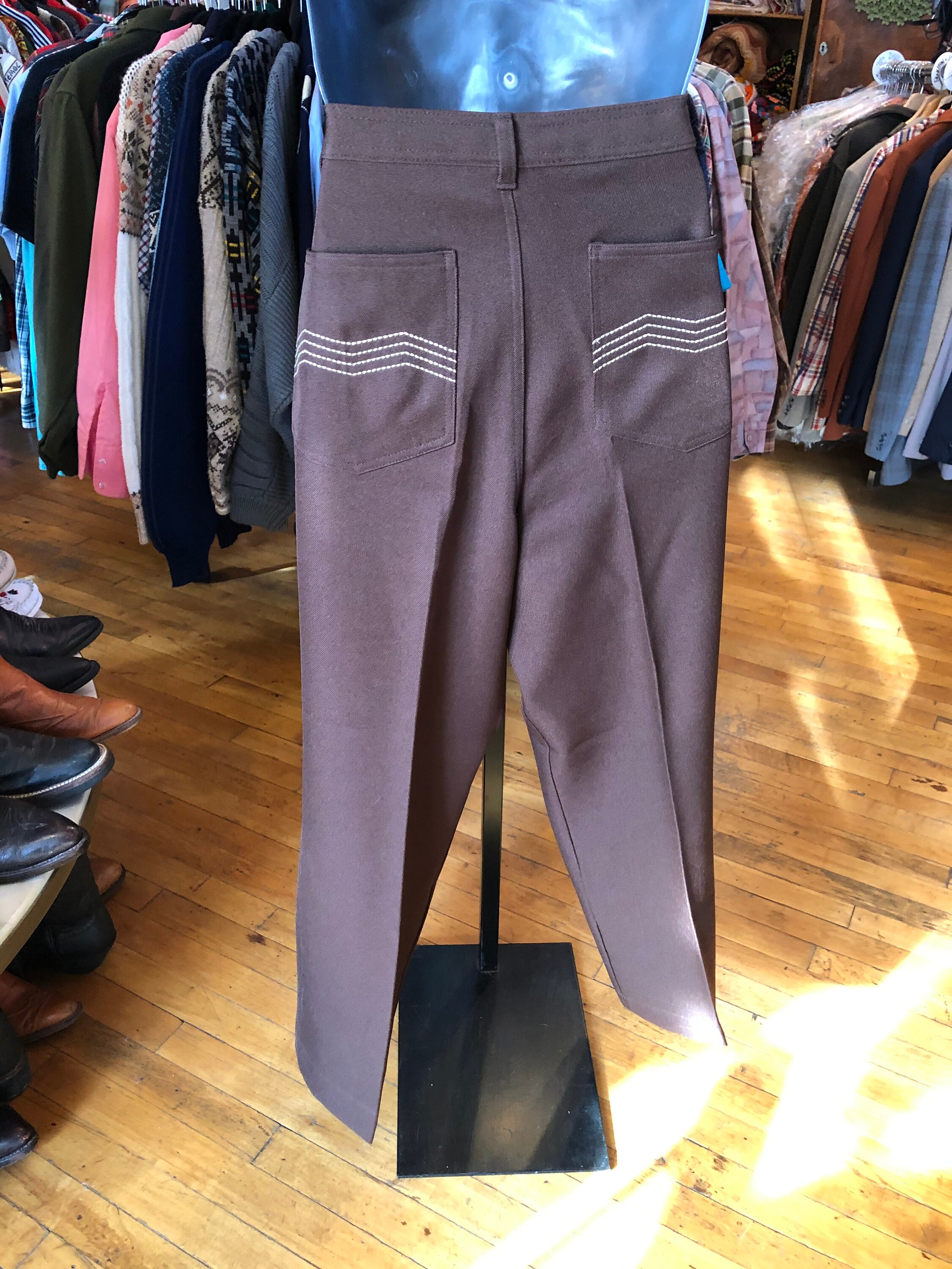 80s Disco Mens Brown Poly Pants Mens Size 36/29 Etsy UK