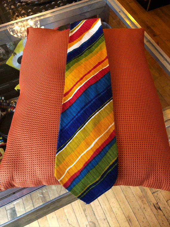 70’s Vintage Blues, Orange, Red and Green Necktie - image 1