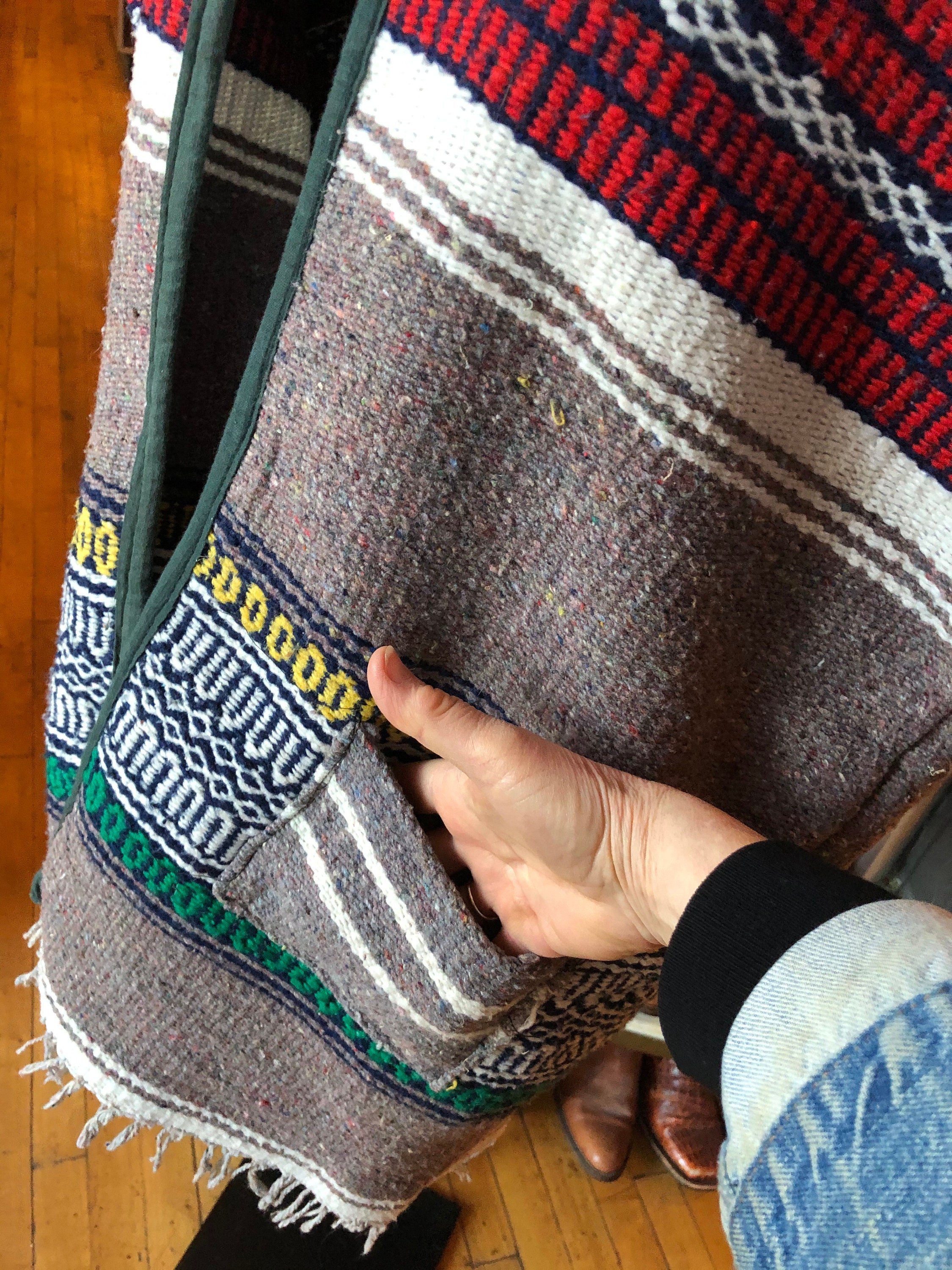 Boho Blanket Poncho Mexican Blanket Poncho Woven Saddle Etsy