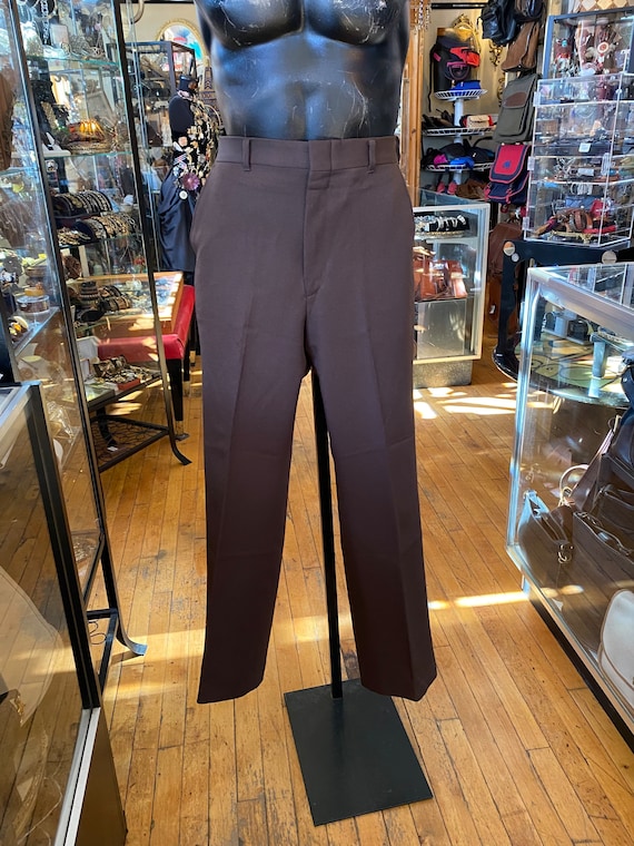 Authentic Vintage 70’s Brown Poly Pants - image 1