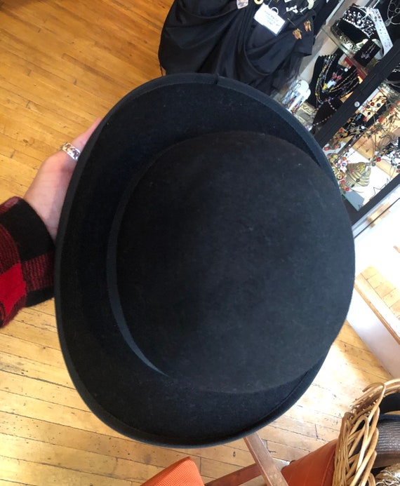 Boho Black Bowler Hat, Men’s Wool Bowler X Large - image 2