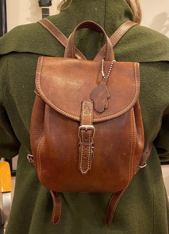 Authentic Vintage ROOTS Brown Leather Backpack