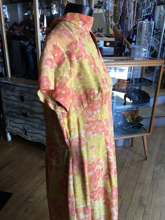 Vintage 1960’s Dress Handcrafted Yellow and Orang… - image 3