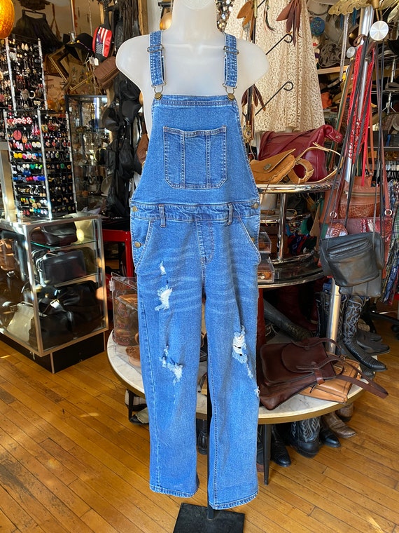 Authentic Vintage 90’s Distressed Blue Denim Overa