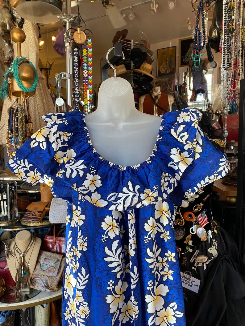 80\u2019s Retro Hawaiian Long Cotton Mumu Dress