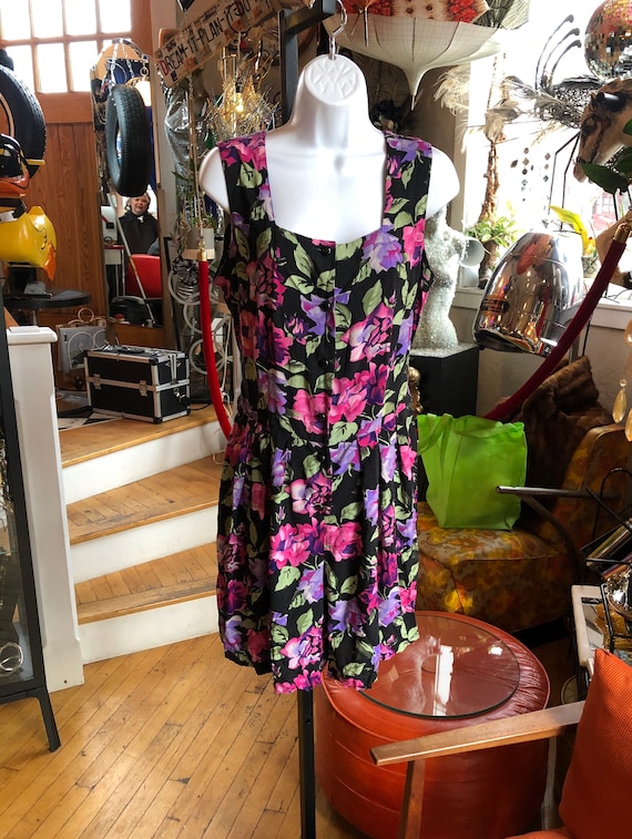 Retro Rayon Floral Culotte Dress, Women’s Size 13-
