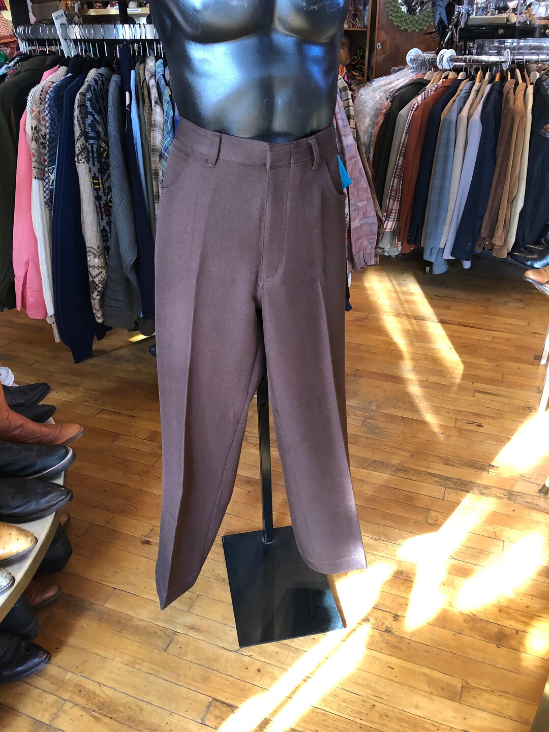 80s Disco Mens Brown Poly Pants, Mens Size 36/29 Etsy UK