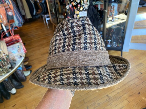 70’s Vintage Brown and Tan Plaid Fedora - image 5