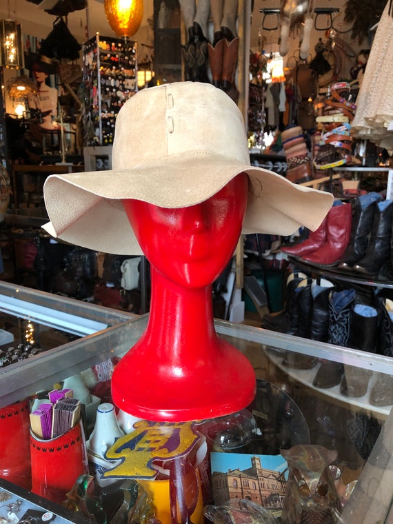 Vintage Boho Western Tan Suede Floppy Hat, Southw… - image 2