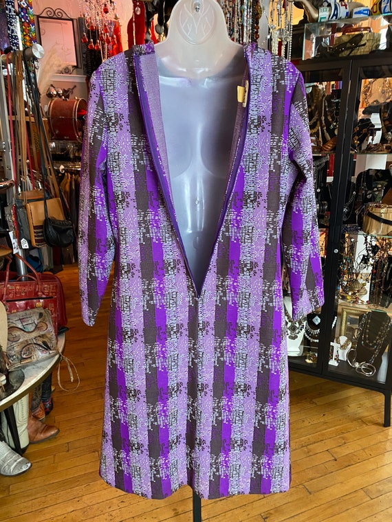 60’s Vintage Purple, Brown and Grey Poly Dress - image 5