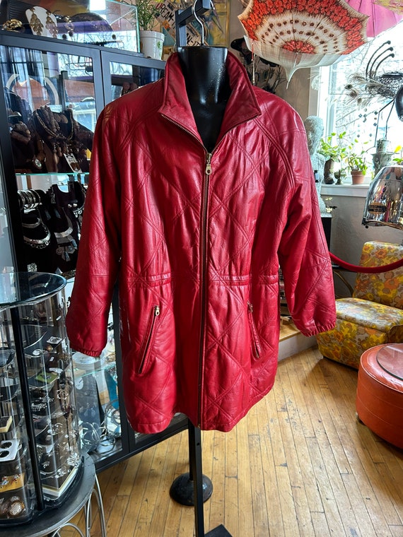Authentic Vintage 80’s Red Leather Insulated Coat