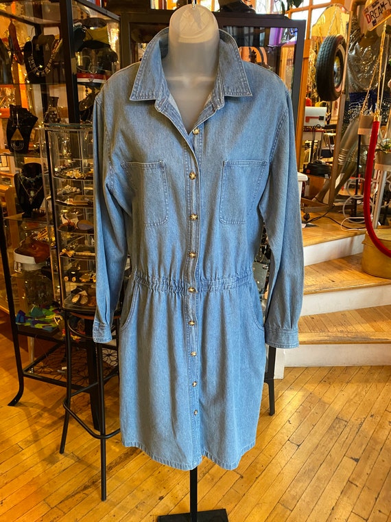 80’s Boho Blue Denim Dress