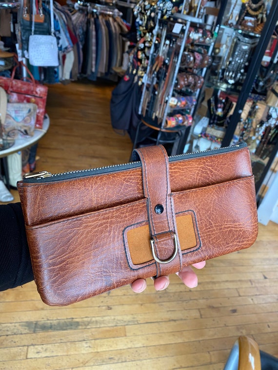 90’s Retro Vegan Brown Leather Wallet