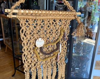 60’s Vintage Macrame and Shells Wall Hanging