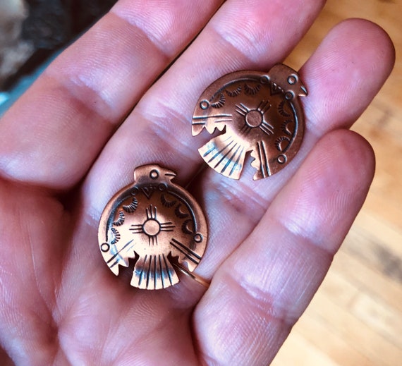 Vintage Hopi Native American Copper Cuff Links Cop