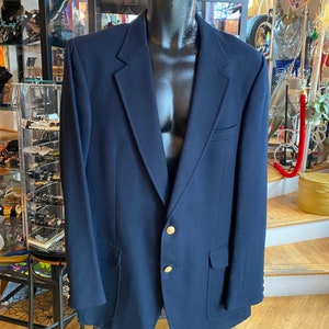 Vintage BESPOKE Custom Made Men's Navy Blue DB Sport Coat