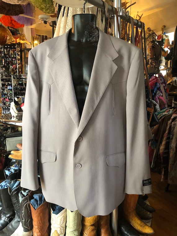 Vintage Men’s Western Grey Polyester Suit Jacket Mens… Gem