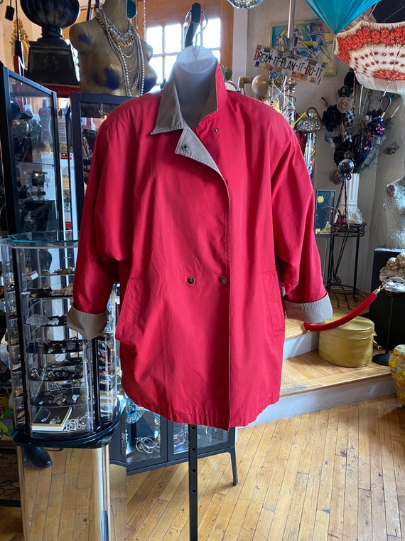 70’s Red Cotton Blend Jacket with Beige Lining - image 1