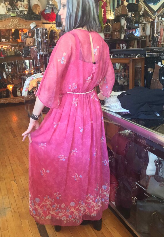 1970's Formal Pink Floral Dress - image 2