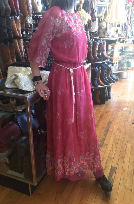 1970's Formal Pink Floral Dress - image 4