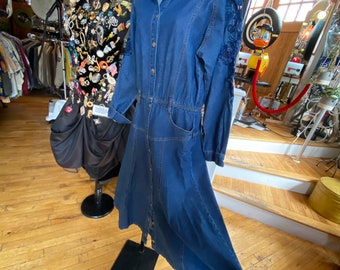 80’s Boho Blue Denim Dress Size 12