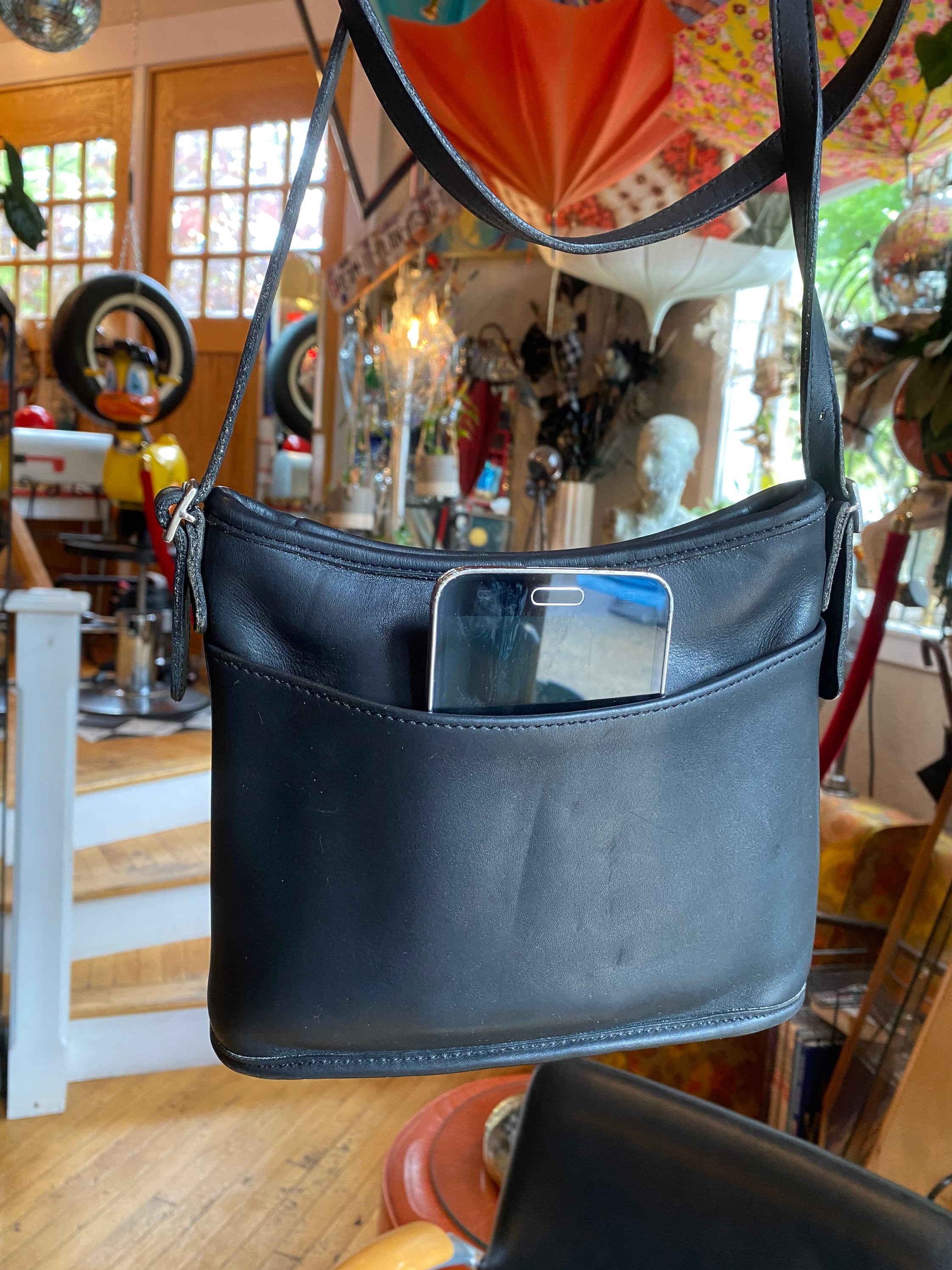 Vintage 80's Coach Black Leather Bag 9052 Crossbody Purse - Etsy