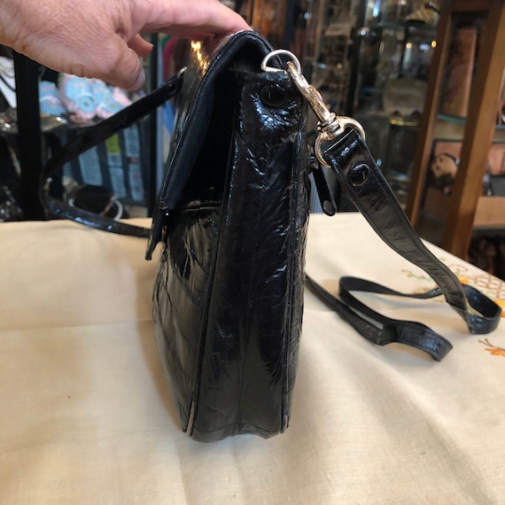 Black Eel Skin Crossbody Handbag - image 3