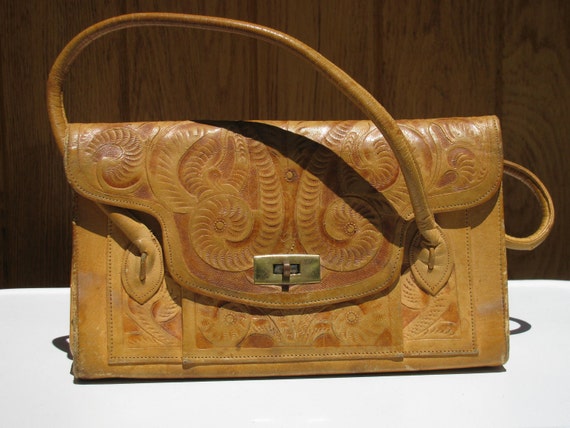 Vintage Hand Tooled Leather Purse Etsy