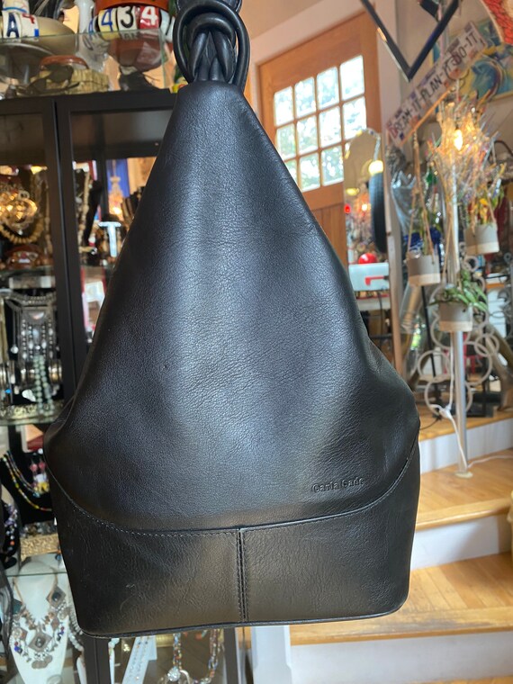 90s Boho Black Leather Carla Sade Backpack | Etsy