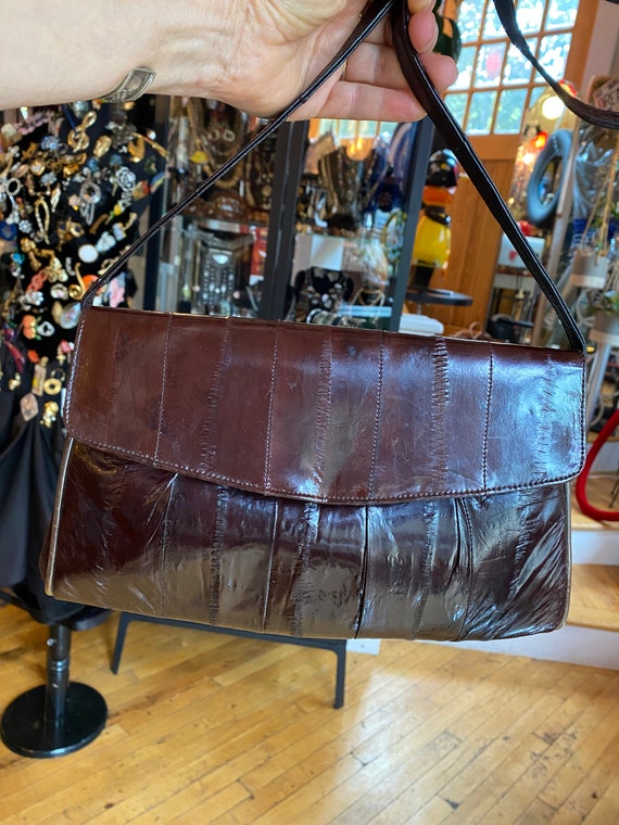 80’s Boho Brown Eel Skin Shoulder Bag