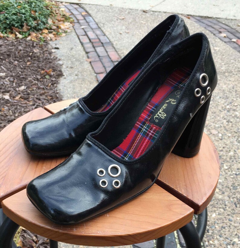 90�s Women�s Black Patent Leather Shoes Etsy