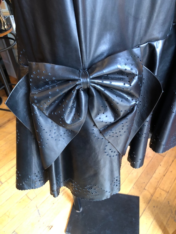 80’s Black Leather and Silk-like Lined Dress Wome… - image 4