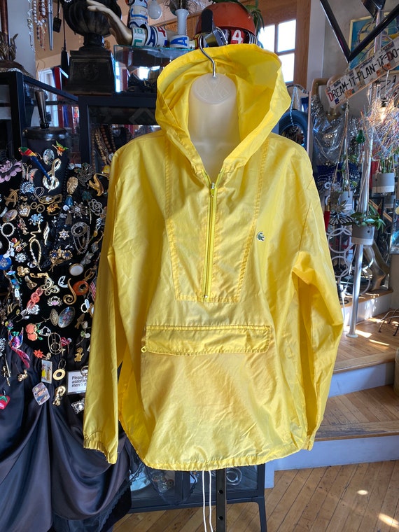 80's Vintage Izod Yellow Nylon Pullover Jacket Wind Breaker