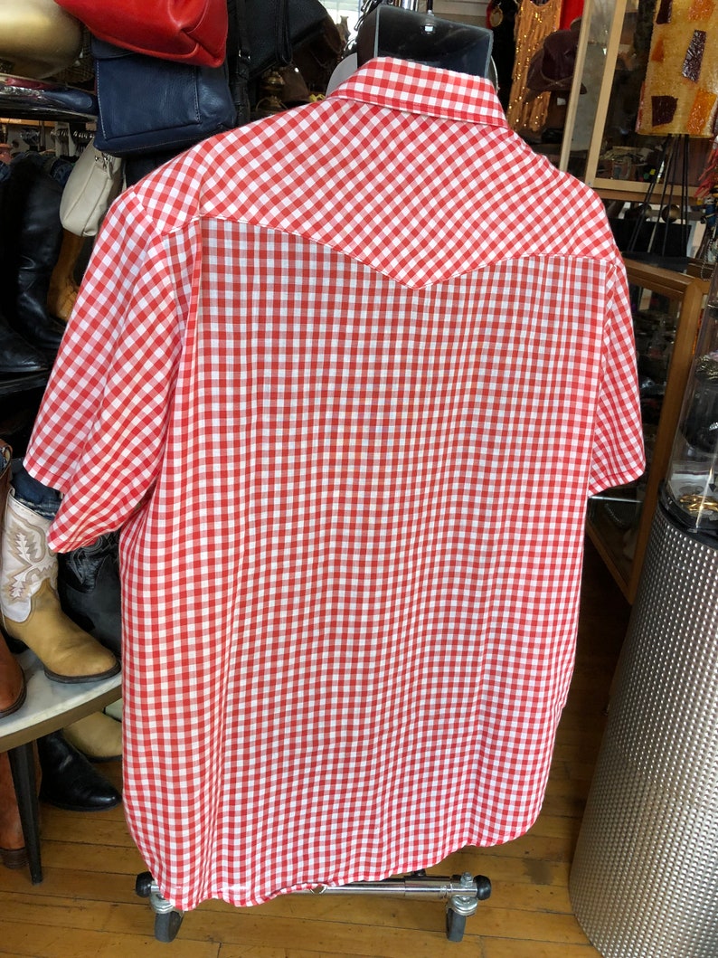 Southwest Men\u2019s Shirt Size XXL Vintage Western Red and White Check Shirt