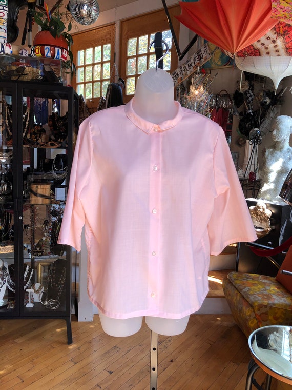 50’s Retro Pink Cotton Blouse Women’s Large