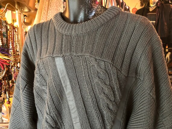 Vintage 80’s Men’s Pullover Grey Acrylic Sweater … - image 4