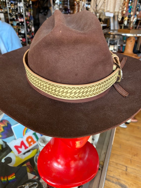 70’s Boho Southwest Cream Leather Hat Band - image 4