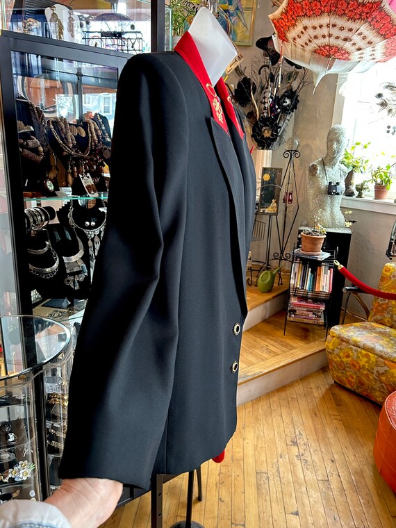 Authentic 90’s Vintage Black and Red Poly Blazer … - image 4