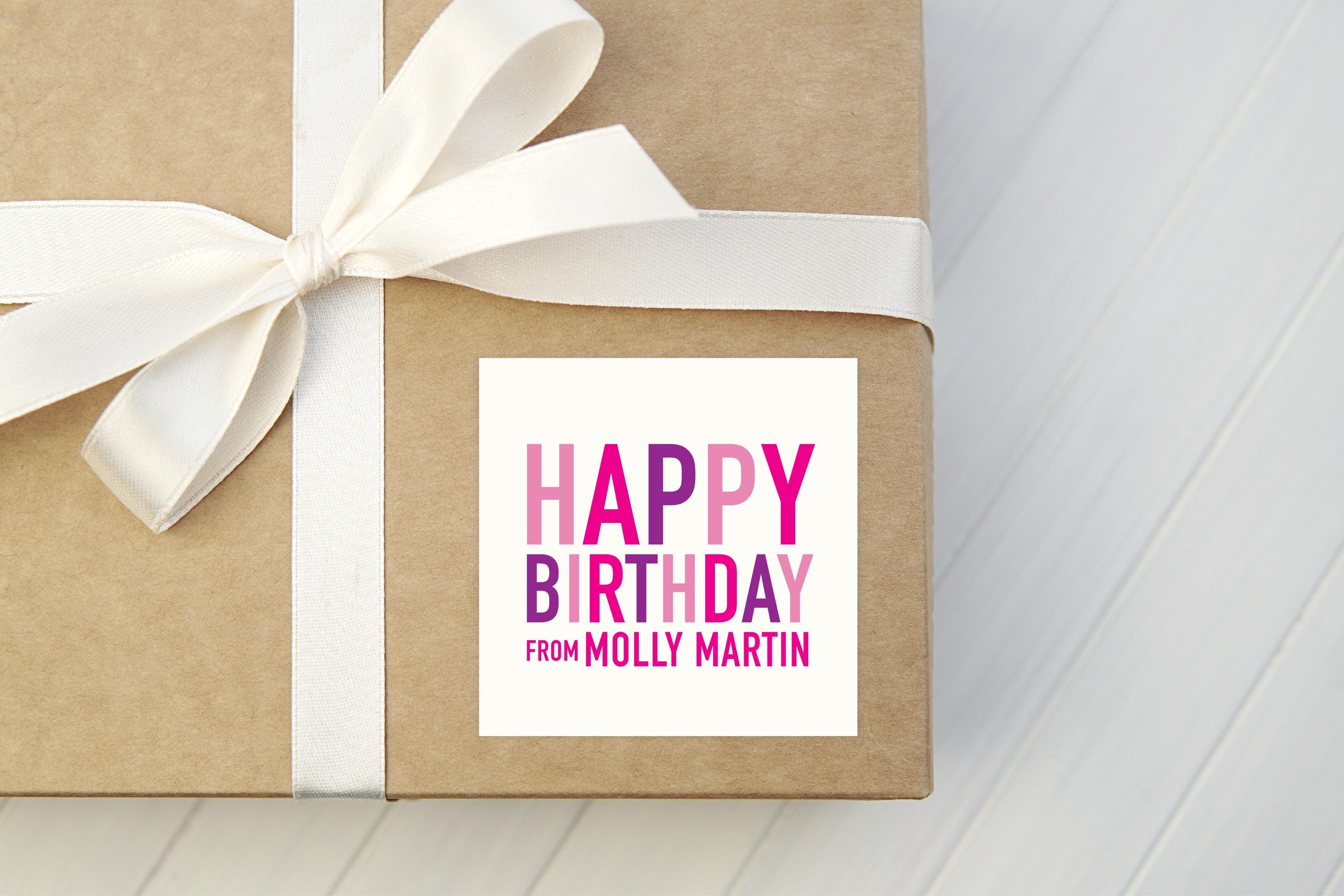 Personalized Birthday Gift Stickers, Square Labels - Etsy